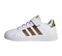 adidas Unisex niños Grand Court Sustainable Lifestyle Court Elastic Lace and Top Strap Shoes, Cloud White / Cloud White / Matte Gold, 31 EU