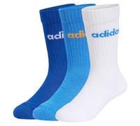 adidas Unisex niños LINEAR KIDS CREW 3 PAIRS PER PACK SOCKS, white/ray blue/team royal blue, 34-36