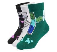 adidas Unisex niños Minecraft Kids 3 Pairs Per Pack Socks Socks, lgh solid grey/collegiate green/black, S