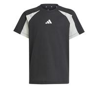 Adidas Unisex niños Seasonal Essentials Colorblock T-Shirt, Black/Wonder Silver/White, 13-14 Years
