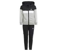 adidas Unisex niños Tiberio 3-Stripes Colorblock Fleece Track Suit Kids, black/white/medium grey heather, 4-5 Years