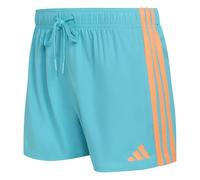 adidas Uomo 3 Stripes Swim Shorts 3 Inch, Lucid Cyan/Lucid Orange, M