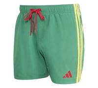 adidas Uomo 3 Stripes Swim Shorts 5 Inch, Bold Green/Pure Ruby, XL