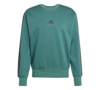 adidas Uomo Essential Three Stripes Fleece Sweatshirt, Collegiate Green/Black, M