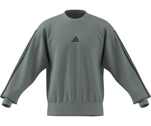 adidas Uomo Essential Three Stripes Fleece Sweatshirt, Wonder Sage/Collegiate Green, XL