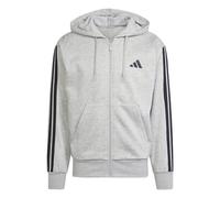 Adidas Uomo Essential Three Stripes Fleece Zipper Hoodie, Medium Grey Heather/Black, XL