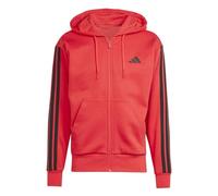 adidas Uomo Essential Three Stripes Fleece Zipper Hoodie, Pure Ruby/Black, M