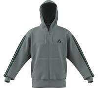 adidas Uomo Essential Three Stripes Fleece Zipper Hoodie, Wonder Sage/Collegiate Green, L