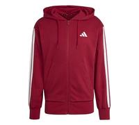 adidas Uomo Essential Three Stripes French Terry Fullzip Hoodie, Active Maroon/White, M
