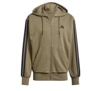 Adidas Uomo Essential Three Stripes French Terry Fullzip Hoodie, Olive Strata/Black, M