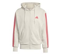 adidas Uomo Essential Three Stripes French Terry Fullzip Hoodie, Wonder Alumina/Pure Ruby, XL