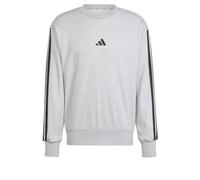 adidas Uomo Essential Three Stripes French Terry Sweatshirt, Medium Grey Heather/Black, S