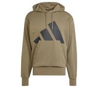 adidas Uomo Essentials Big Logo French Terry Hoodie, Olive Strata/Black, M