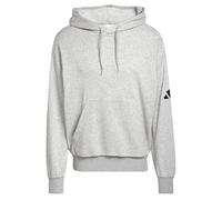 adidas Uomo Essentials Lose FIT Three Bar Terry Hoodie, Medium Grey Heather/Black, XL