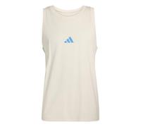 adidas Uomo Essentials Small Logo Single Jersey Tank Top, Off White/Lucid Ray Blue, S