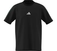 adidas Uomo Essentials Three Stripes Single Jersey tee, Black/Team Dark Green/White/Better Scarlet, L