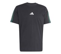 adidas Uomo Essentials Three Stripes Single Jersey tee, Black/Team Dark Green/White/Better Scarlet, S