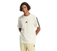adidas Uomo Essentials Three Stripes Single Jersey tee, White/Black, M