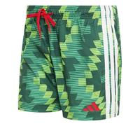 adidas Uomo Football-Inspired Graphic Swim Shorts 5 Inch, Semi Solar Green/Better Scarlet, S