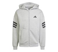 Adidas Uomo Future Icons Three Stripes Full-Zip Hoodie, Medium Grey Heather, S