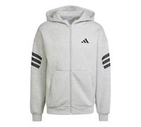 adidas Uomo Future Icons Three Stripes Full-Zip Hoodie, Medium Grey Heather, XXL