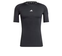 adidas Uomo Techfit Compression Training 3-Stripes T-Shirt, Black, XL