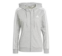 Adidas W 3S FT FZ HD Sweatshirt, Women's, Medium Grey Heather/White, S