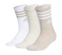 adidas Women's 3-Stripe Crew Socks (3-Pair) with Arch Compression, Wonder Beige/White/Alumina Heather, Medium
