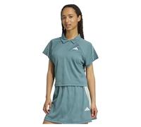 adidas Women's Camiseta Stadium 3 Bandas Tennis Inspired Jacquard Polo, Preloved Teal/Off White, XL