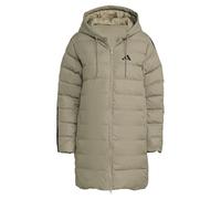 adidas Women's Parka Essentials Climawarm 3-Stripes Light Down Hooded, Silver Pebble, L