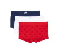 Adidas Women's Seamless Boy Shorts Underwear 3-Pack, Vivid Red W. Logo Jacq/White/Night Indigo, Large
