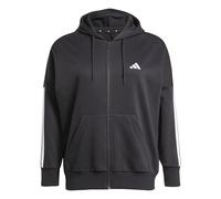 adidas Women's Sudadera de Felpa con Capucha, Cremallera y 3 Bandas Essentials (Tallas Grandes)