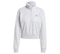 adidas Women's Sudadera Essentials Color Pop French Terry Crop Quarter-Zip, Light Grey Heather, L