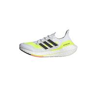 Adidas Women's Ultraboost 21 Running Shoe, White/Black/Solar Yellow, Numeric_5_Point_5
