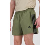 adidas Uomo Workout Essentials Base 3 Stripes Woven Short, Olive strata/Black, L 5 Inch