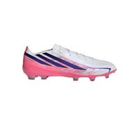 adidas Zapatillas para hombre F50 Hyperfast Pro Firm Ground, color blanco | Calzado de fútbol ligero Haloskin + Halocage+ Support, FG para césped natural