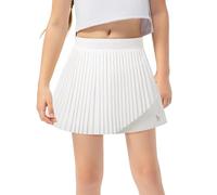 Adigau Falda de tenis plisada para niña de talle alto corto, faldas, extensible, una línea, falda deportiva, resistente, transpirable, ropa deportiva, blanco, 7-8 Años