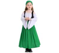Adigau Vestido medieval renacentista para niña, carnaval, Oktoberfest, elegante, estilo victoriano, retro, vestido tradicional tirolesa, verde, 8- 10 Años