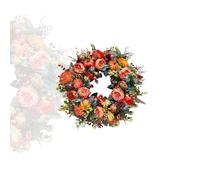 Adiligent Fall Peony and Pumpkinwreath, Fall Peony and Pumpkin Wreath Year Round, Artificial Handmade Farmhouse-Style Autumn Decor with Peonies and Pumpkins (11.8in)