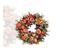 Adiligent Fall Peony and Pumpkinwreath, Fall Peony and Pumpkin Wreath Year Round, Artificial Handmade Farmhouse-Style Autumn Decor with Peonies and Pumpkins (15.7in)