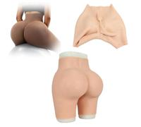 Adima Bragas de Silicona Sissy Calzoncillos de Vagina Falsos Almohadillas de glúteos Pantalones Cortos de Control Moldeador, Ropa Interior Masculina a Femenina para transgénero,Color1,Basic