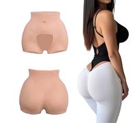 Adima Calzones de Silicona realistas, Almohadillas para elevar glúteos, Calzoncillos de Control de Moldeador, diseño de Entrepierna, Pantalones Cortos Abiertos para shemale,Marrón,One Size