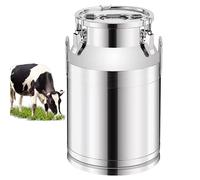 Adima Cubo de Leche de Acero Inoxidable 201 Jarra de Leche de Alta Resistencia Bota de Transporte de Leche de Granja con Tapa Sellada de Silicona,42L