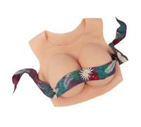 Adima Pecho de Silicona Realista Copa B-D con Cuello Redondo, Transpirable, Pechos Falsos para Crossdressing, Drag Queen y Personas transgénero,Wheat Colored,B