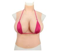 Adima Peto de Silicona de Medio Cuerpo Cuello Alto Potenciador de Tetas Falsas Crossdresser Realista Pecho de Silicona para transgénero,Natrual,E