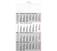 Adina 2026 Calendario de pared de cuatro meses con indicador de día, 60 x 30 cm