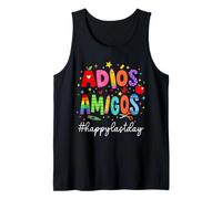 Adios Amigos Feliz Último Día De Escuela Profesora Español Mujeres Camiseta sin Mangas