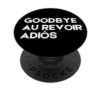 Adiós Au Revoir Adios Minimal Negro Texto Diseño Políglota PopSockets PopGrip Adhesivo