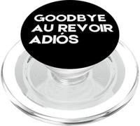 Adiós Au Revoir Adios Minimal Negro Texto Diseño Políglota PopSockets PopGrip para MagSafe