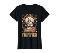 Adiós cumpleaños 30s Esqueleto DJ 40 años Camiseta gráfica económica, Mujer, Negro, M